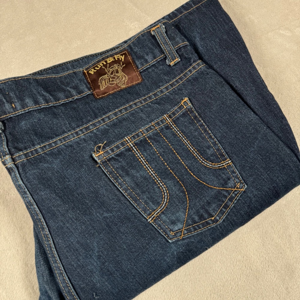 Run & Fly Bell Bottom Jeans Mens 38x31 Blue Dark Wash Flare Retro Denim England